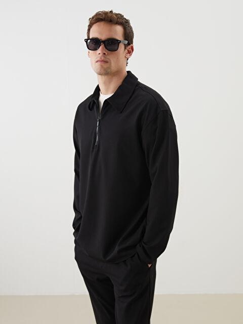 LCW Vision Polo Yaka Uzun Kollu Erkek Sweatshirt - S5MF41Z8-CVL