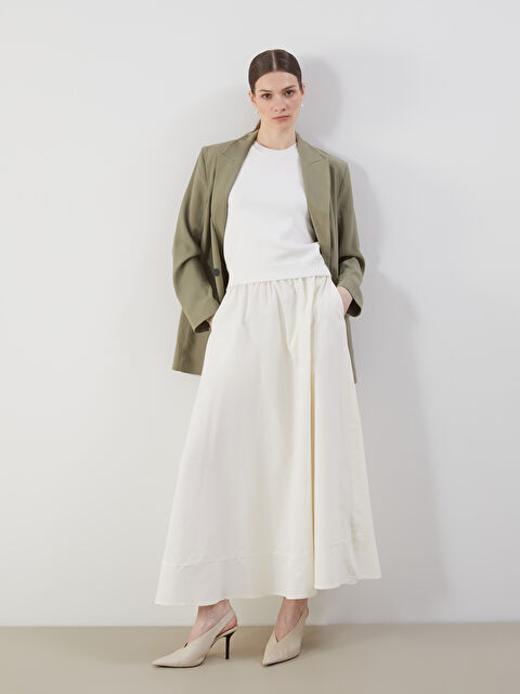 LCW Modest Beli Lastikli Poplin Kloş Etek - S5MF60Z8-Q6K