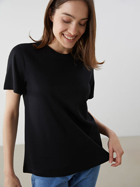 LCW Comfort Bisiklet Yaka Kadın Tişört - S5MF93Z8-CVL