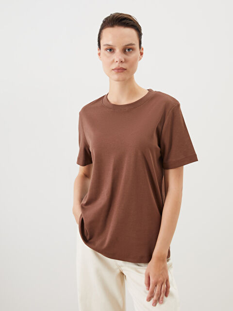 LCW Comfort Bisiklet Yaka Kadın Tişört - S5MF93Z8-HJZ