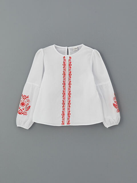 LCW Kids Bisiklet Yaka Çiçekli Kız Çocuk Bluz - S5MG01Z4-Q6K