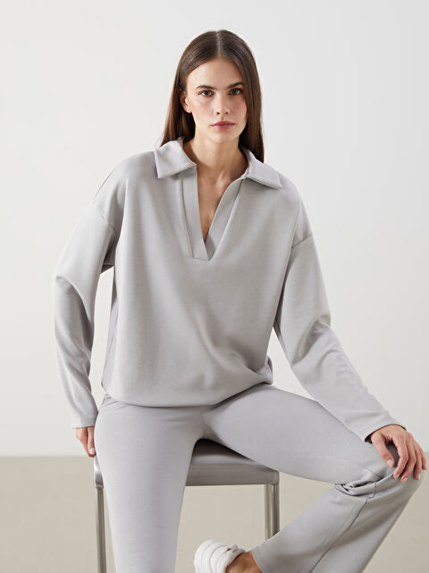 LCW Vision Polo Yaka Kadın Sweatshirt - S5MG27Z8-GDP