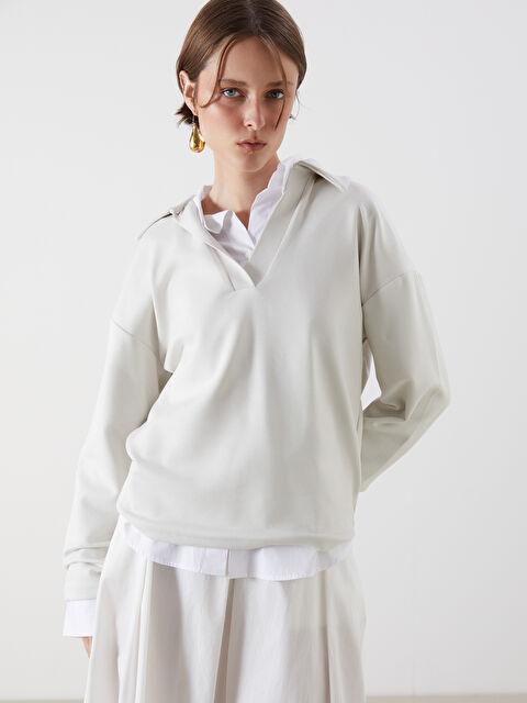 LCW Vision Polo Yaka Kadın Sweatshirt - S5MG27Z8-VF5