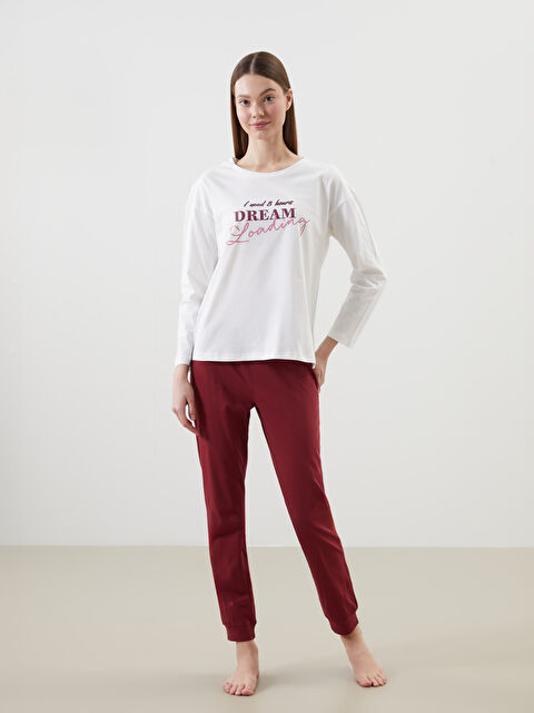 LCW DREAM Bisiklet Yaka Baskılı Kadın Pijama Takımı - S5MG40Z8-HHF