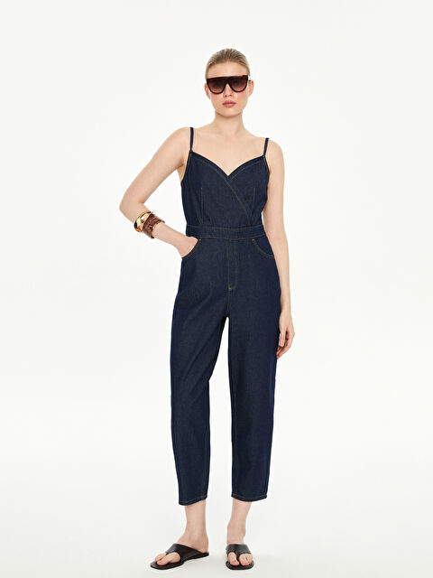 LCW Vision Kruvaze Yaka Askılı Kadın Jean Tulum - S5MG58Z8-309