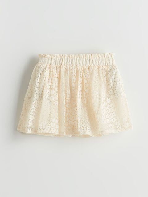 LCW Kids Elastic Waist Lace Detailed Girls' Skort - S5MH16Z1-FDW