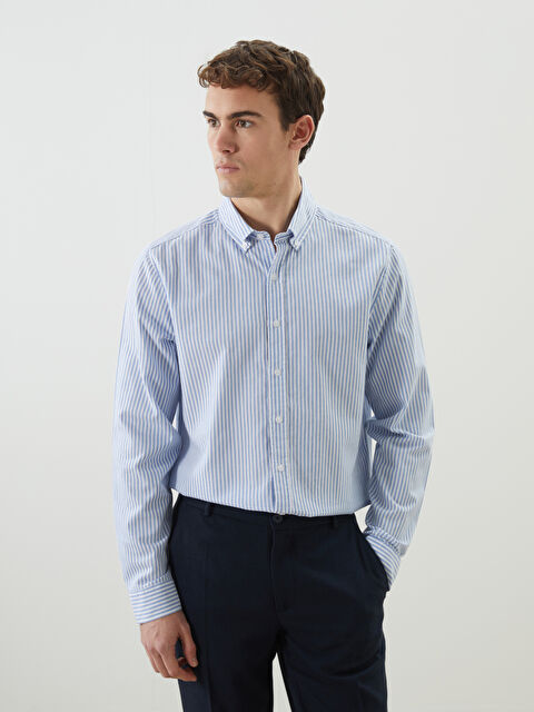 SOUTHBLUE Slim Fit Uzun Kollu Çizgili Erkek Gömlek - S5MH40Z8-LEN