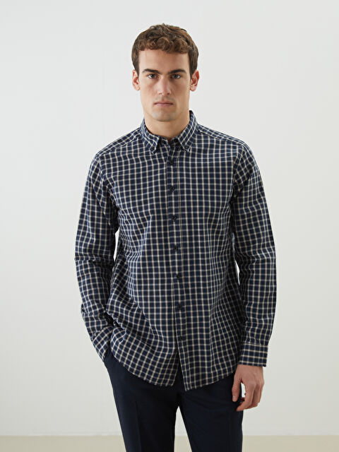 SOUTHBLUE Regular Fit Uzun Kollu Ekose Gabardin Erkek Gömlek - S5MH48Z8-LN6