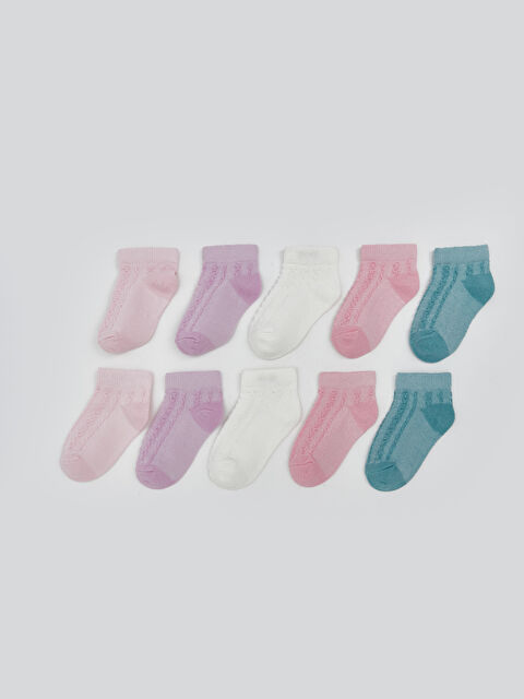 LCW baby Basic Kız Bebek Patik Çorap 10'lu - S5MH72Z1-FDK