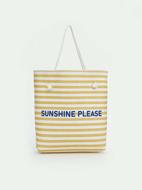 LCW ECO Baskılı Hasır İpli Kadın Plaj Çantası - S5MI01Z8-F9C