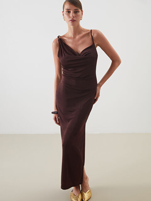 LCW Vision Платье с воротником-хомутом на бретелях с рюшами - S5MI16Z8-HDD