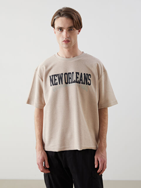 XSIDE Bisiklet Yaka Kısa Kollu Baskılı Erkek Sweatshirt - S5MI33Z8-HZZ