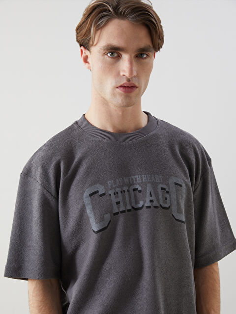 XSIDE Bisiklet Yaka Kısa Kollu Baskılı Erkek Sweatshirt - S5MI33Z8-J2C