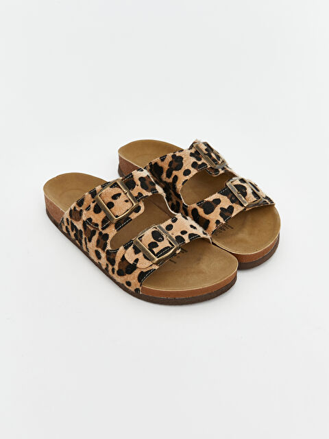 LCW STEPS Leopar Desenli Çift Bantlı Kadın Terlik - S5MI59Z8-M0T