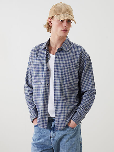 XSIDE Rahat Kalıp Ekose Yün Karışımlı Erkek Gömlek - S5MJ32Z8-LN6