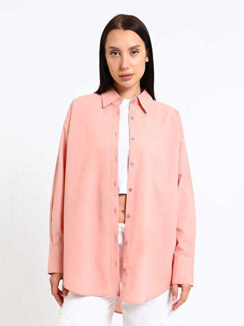 LCW Vision Plain Oversize Women's Shirt - S5MJ67Z8-GED