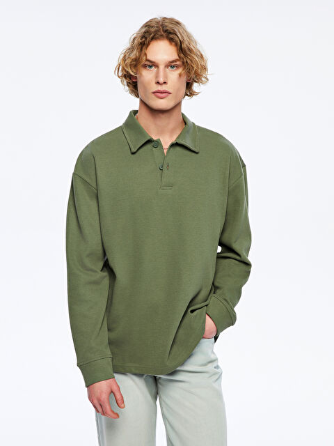 XSIDE Polo Yaka Uzun Kollu Erkek Sweatshirt - S5MJ68Z8-H70