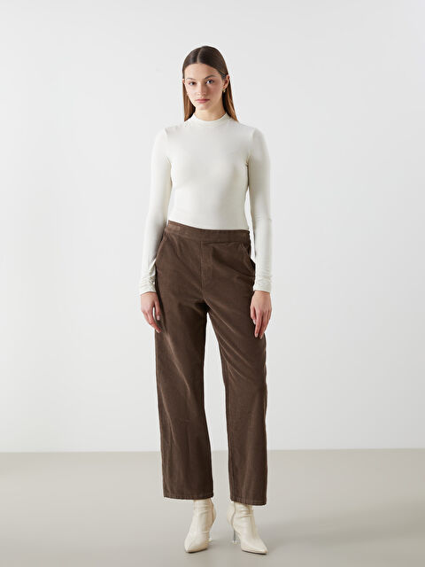 LCWAIKIKI Classic Beli Lastikli Düz Kadife Kadın Pantolon - S5MJ70Z8-CWX