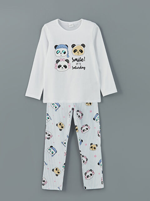 LCW Kids Bisiklet Yaka Kız Çocuk Pijama Takımı - S5MJ75Z4-Q6K