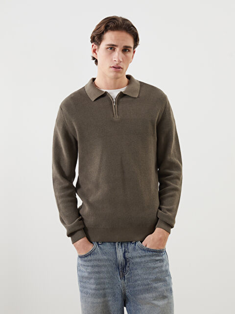 XSIDE Polo Yaka Uzun Kollu Erkek Triko Kazak - S5MK45Z8-QZR