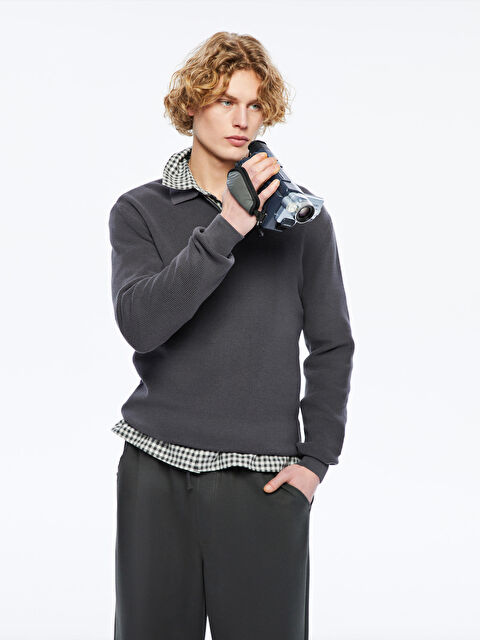 XSIDE Polo Yaka Uzun Kollu Erkek Triko Kazak - S5MK45Z8-YAN