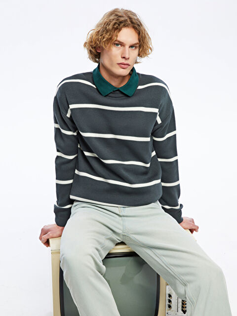 XSIDE Bisiklet Yaka Uzun Kollu Çizgili Erkek Triko Kazak - S5MK46Z8-HJH