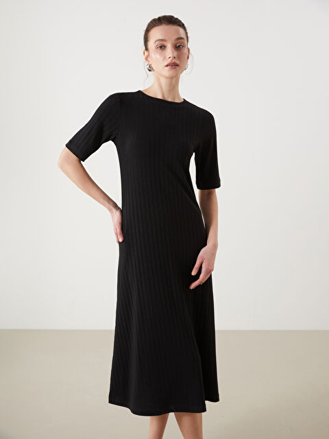 LCWAIKIKI Classic Bisiklet Yaka Dokulu Elbise - S5MK85Z8-CVL