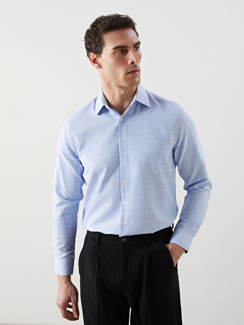 LCW BUSINESS Regular Fit Uzun Kollu Ekose Gabardin Erkek Gömlek - S5ML86Z8-LLC