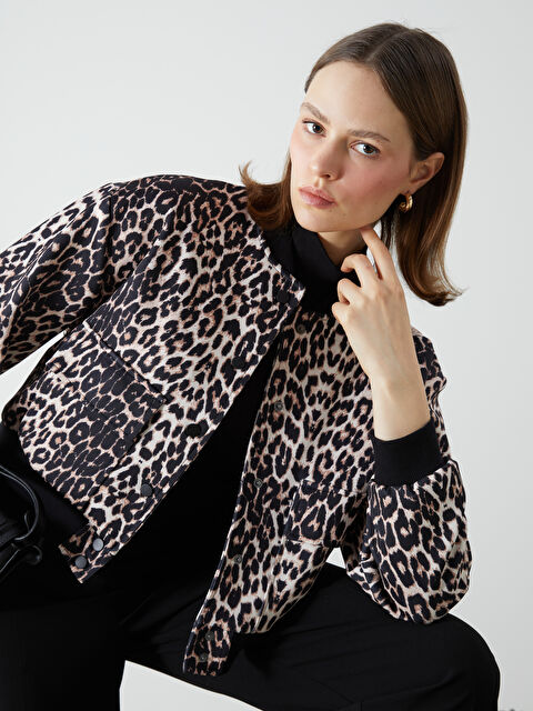 LCWAIKIKI Classic Leopar Desenli Kadın Kolej Ceket - S5ML88Z8-LQJ