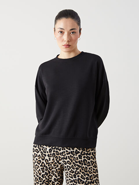 LCWAIKIKI Classic Bisiklet Yaka Oversize Kadın Sweatshirt - S5ML93Z8-CVL