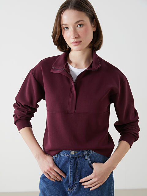 LCWAIKIKI Classic Dik Yaka Kadın Sweatshirt - S5ML94Z8-HQT