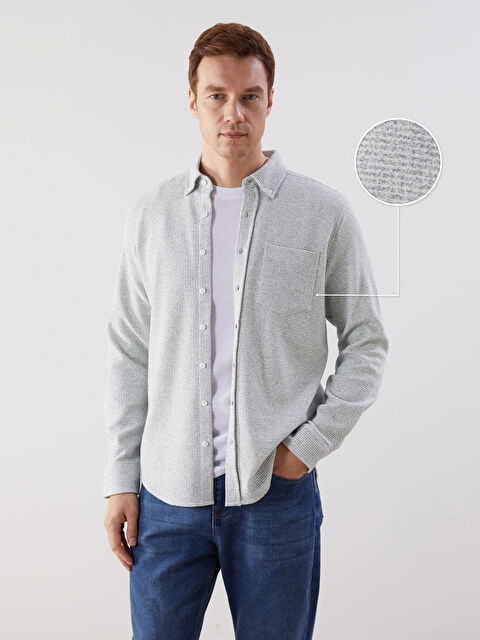 LCWAIKIKI Classic Regular Fit Uzun Kollu Erkek Dokulu Gömlek - S5MM40Z8-CXW