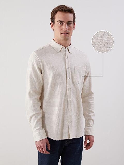 LCWAIKIKI Classic Regular Fit Uzun Kollu Erkek Dokulu Gömlek - S5MM40Z8-CZB