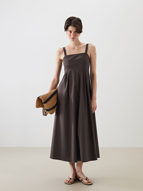 LCW Vision Kare Yaka Pile Detaylı Elbise - S5MM93Z8-HDS