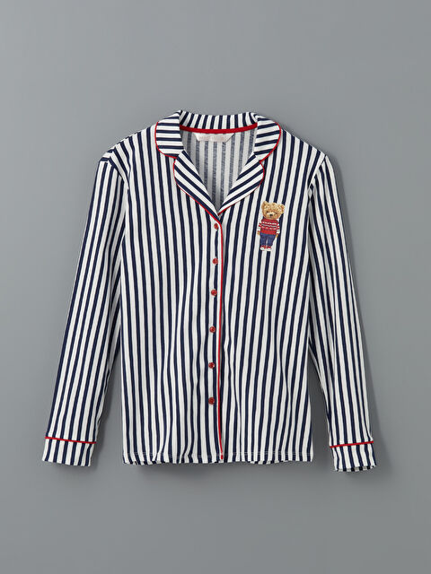 LCW DREAM Gömlek Yaka Ayı Teddy Baskılı Kadın Pijama Üstü - S5MN03Z8-LGS