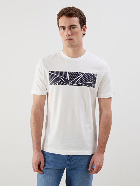 LCWAIKIKI Classic Bisiklet Yaka Baskılı Penye Erkek Tişört - S5MN16Z8-R9J