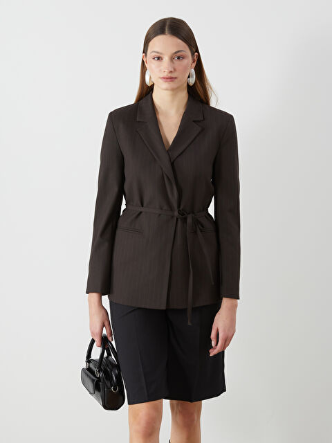 LCWAIKIKI Classic Çizgili Kadın Blazer Ceket - S5MN68Z8-LEW