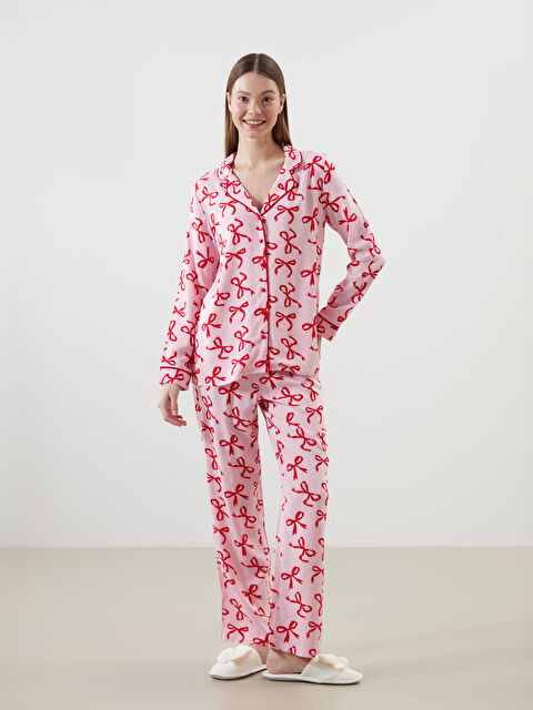 LCW DREAM Gömlek Yaka Desenli Kadın Pijama Takımı - S5MO17Z8-LSZ