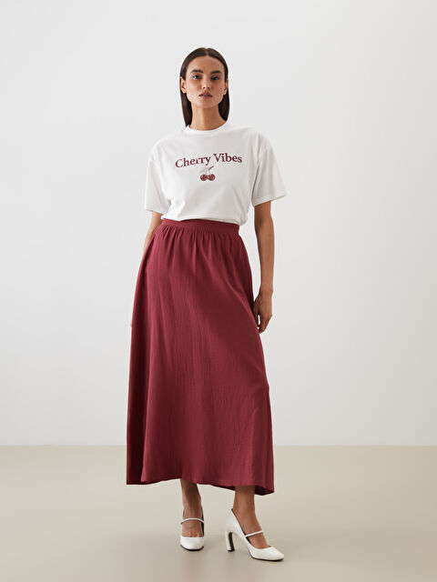 LCW Modest Beli Lastikli Müslin Kloş Etek - S5MO67Z8-V74