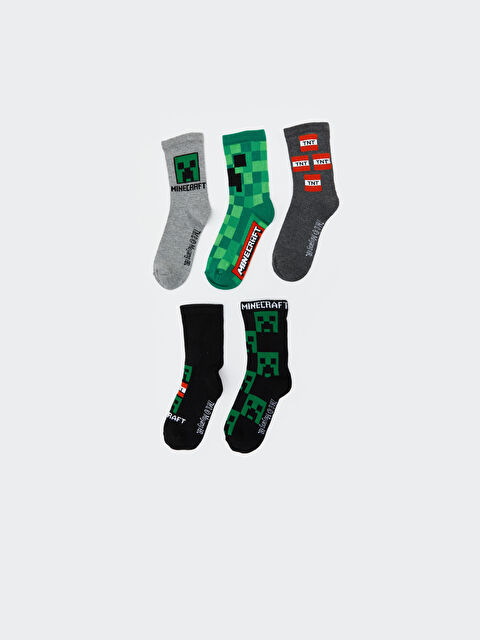 LCW Kids Minecraft Desenli Erkek Çocuk Soket Çorap 5'li - S5MO73Z4-K00