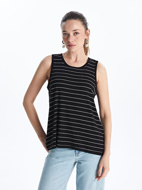 LCWAIKIKI Classic Bisiklet Yaka Çizgili Kadın Atlet - S5MP30Z8-LEG