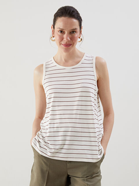 LCWAIKIKI Classic Bisiklet Yaka Çizgili Kadın Atlet - S5MP30Z8-LEW