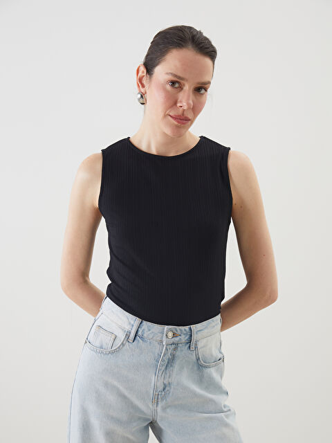 LCWAIKIKI Classic Bisiklet Yaka Dokulu Kadın Atlet - S5MP35Z8-CVL