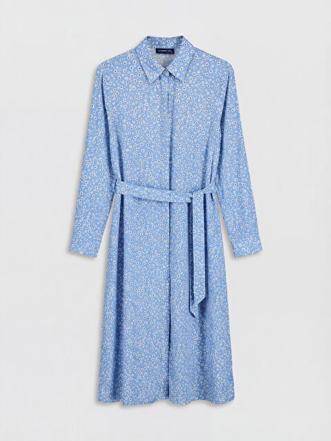 LCWAIKIKI Classic Patterned Long Sleeve Women's Shirt Dress - S5MP54Z8-LQK