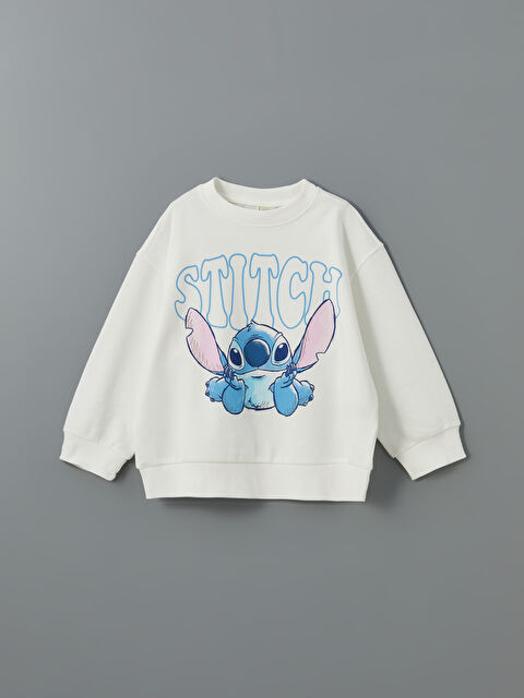 LCW Kids Bisiklet Yaka Stitch Baskılı Kız Çocuk Sweatshirt - S5MP80Z4-R9J