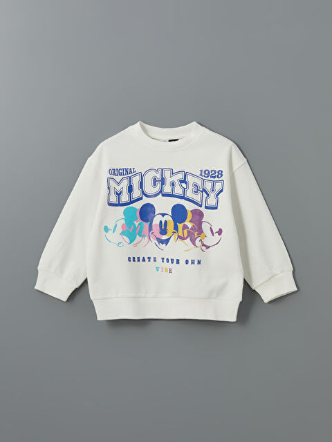 LCW Kids Bisiklet Yaka Mickey Mouse Baskılı Kız Çocuk Sweatshirt - S5MP83Z4-R9J