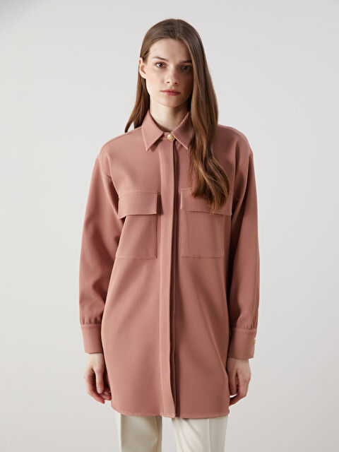 LCW Modest Dokulu Oversize Kadın Gömlek Tunik - S5MP85Z8-GTW