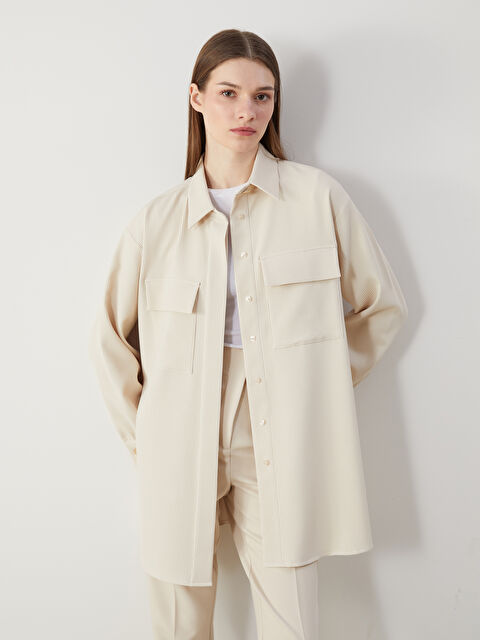 LCW Modest Dokulu Oversize Kadın Gömlek Tunik - S5MP85Z8-L3J