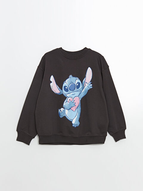 LCW Kids Bisiklet Yaka Stitch Baskılı Kız Çocuk Sweatshirt - S5MP86Z4-VDL