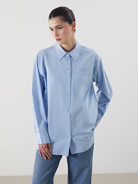 LCW Modest Nakışlı Poplin Kadın Gömlek Tunik - S5MP93Z8-DG7